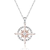 Viking Compass Necklace for Women- 925 Sterling Silver Compass Cross Necklace Friendship Travel Necklace Inspirational High Senior Graduation Gift Jewelry for Friends