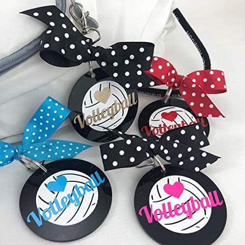 Volleyball Love Bag Tag with White Ball Personalized with