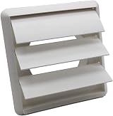 Kair White 100mm Gravity Wall Vent Grille 4 Inch Round Rear Spigot 155mm