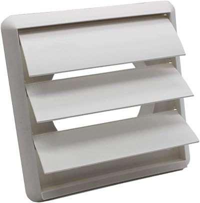 Kair White 100mm Gravity Wall Vent Grille 4 Inch Round Rear Spigot 155mm