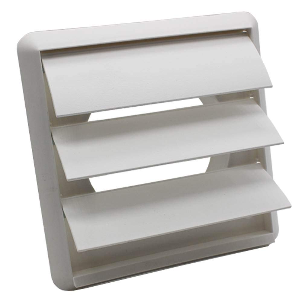 Kair White 100mm Gravity Wall Vent Grille - 99.5mm / 4 Inch Round Rear Spigot & 155mm Front Cover - Backdraught Prevention Shutter Flaps