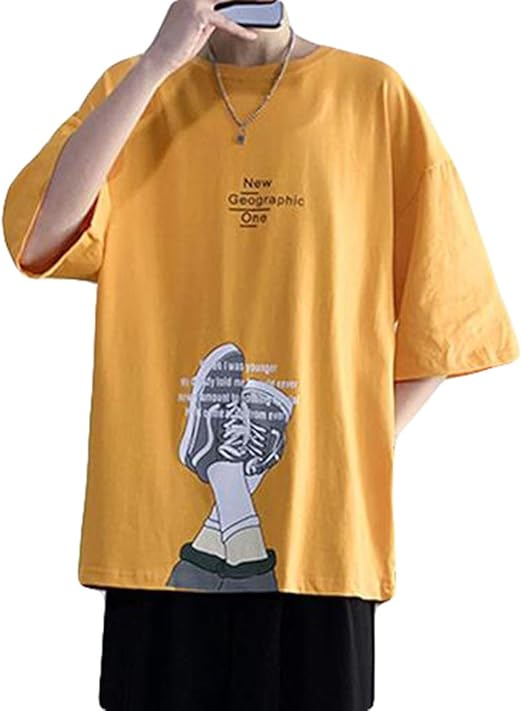 Amazon Ksila Tシャツ メンズ 半袖 ゆったり 夏服 綿 カジュアル カットソー 丸首 プリント柄 ティーシャツ韓国 ストリート系 白 ｔシャツ おしゃれ Tシャツ カットソー 通販