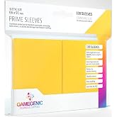 Prime Standard-Sized Card Sleeves | 100 Pack of 66 mm by 91 mm Card Sleeves | Premium Quality Card Game Holder | Use with TCG and LCG Games | Extra High Clarity | Yellow Color | Made by Gamegenic