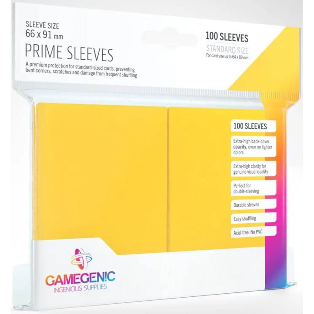 Gamegenic Prime Sleeves (100-Pack) 66 x 91mm Standard, Trading Card Accessory, Matte Yellow