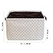 DOKEHOM 15-Inches Storage Basket with Lid, Drawstring Large Square Collapsible Canvas Laundry Hamper for Clothes Toy (Brown, M)