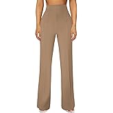 JEKAOYI Womens Straight Leg Dress Work Pants High Waist Stretchy Business Casual Pants Office Trousers Slacks Deep Khaki