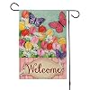 Butterfly Welcome Garden Flag Spring Tulip Flowers Yard Sign Porch Outdoor Flag Small Vertical Burlap Double Sided for…