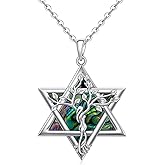 Jewlikee Tree of Life Necklace Star of David Necklace for Women Sterling Silver Abalone Pendant Jewelry Mothers Day Gifts