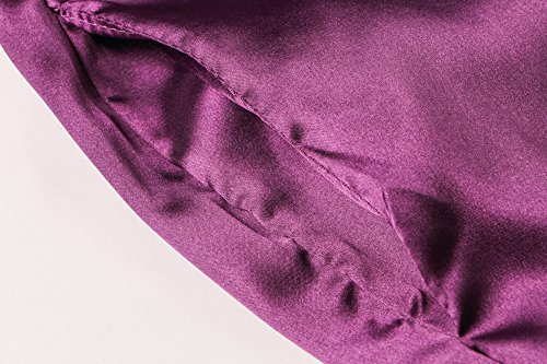 Joy Bridalc Satin Wedding Robes with Clear Rhinestones-Bride&Bridesmaid Edition Short Kimono,Maid of Honor Edition, Purple XS - Thumbnail 6