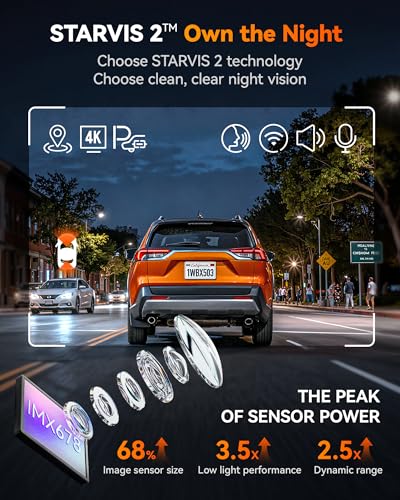 WOLFBOX X5 Duo 4K + 2.5K Dash Cam for Cars, Dual Front and Rear Dashcam with STARVIS 2 Night Vision, Anti-Shake Car Dash Camera, 5.8GHz WiFi GPS, Voice Control, Parking Mode, 64GB Card Included