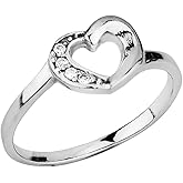 Kinzie Fashion .925 Sterling Silver Channel Set CZ Simulated Diamond Heart Ring