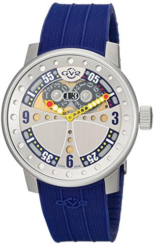 GV2 by Gevril Powerball Mens Swiss Quartz Blue Rubber Strap Watch, (Model: 4042R3.P)