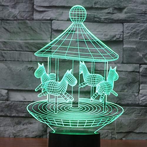 Yangll 3D Led Night Light Carrousel Merry-Go-Round With 7 Colors Light For Home Decoration Lamp Amazing Visualization Optical