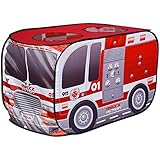 Sunny Days Entertainment Pop Up Fire Truck â€“ Indoor Playhouse for Kids | Red Engine Toy Gift for Boys and Girls, Multi