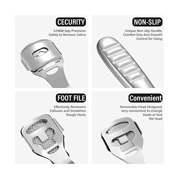 Foot-Scraper-Premium-Stainless-Steel-Callus-Shaver-Foot-Files-Dead-Hard-Skin-Remover-Foot-Rasp-Pedicure-Foot-Care-Tool-with-10-Blades-for-Wet-and-Dry-Feet-Sliver Foot Scraper - Premium Stainless Steel Callus Shaver Foot Files Dead Hard Skin Remover Foot Rasp Pedicure Foot Care Tool…