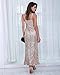 Miss ord Women's Sleeveless V Neck Sequined Maxi Prom Dress with Side Split Medium Gold