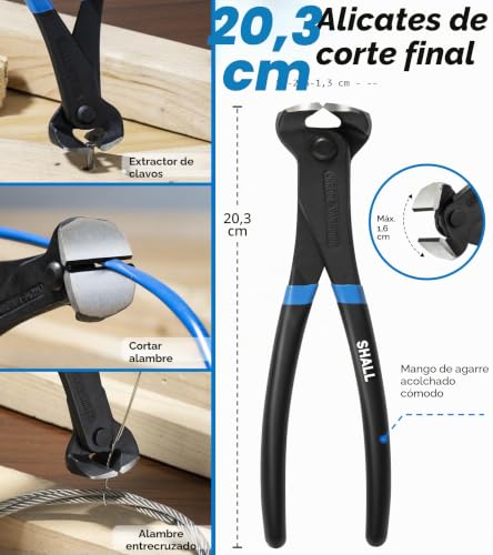 SHALL Set of 4 Pry Levers, Cat Paw Shape Nail Puller, Flat Claw Levers, End Cutting Pliers, Socket Nail Removal Tool, Floor Nail Removal Tool