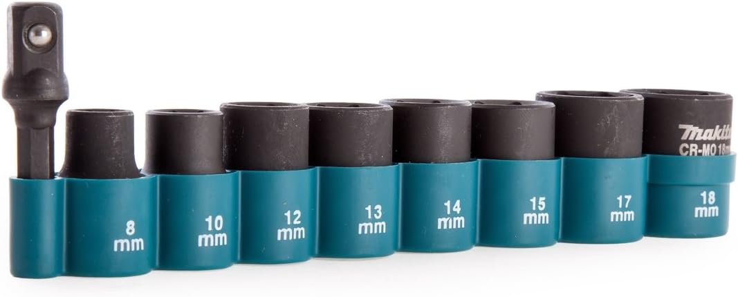 Makita B-54651 9 Piece Cr-Mo 3/8" Square Drive Impact Socket Set, Multicolour, 3/8 " - Image 3