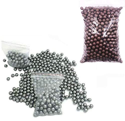 Gadgetking 200Pcs Set Slingshot Ammo 100pc Mud Balls Clay + 100pc Silver Ball Bearings Hunting BB Catapult Stainless Steel Sling Shot Ammunition Target Hard Shooting 8mm 10mm