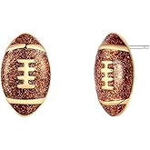 ONLYJUMP Rhinestone Sports Ball Stud Earrings for Women Basketball Volleyball Baseball Soccer Football Rugby Earrings Silver Plated Cubic Zirconia Crystal Stud Player Fan Gifts Souvenirs