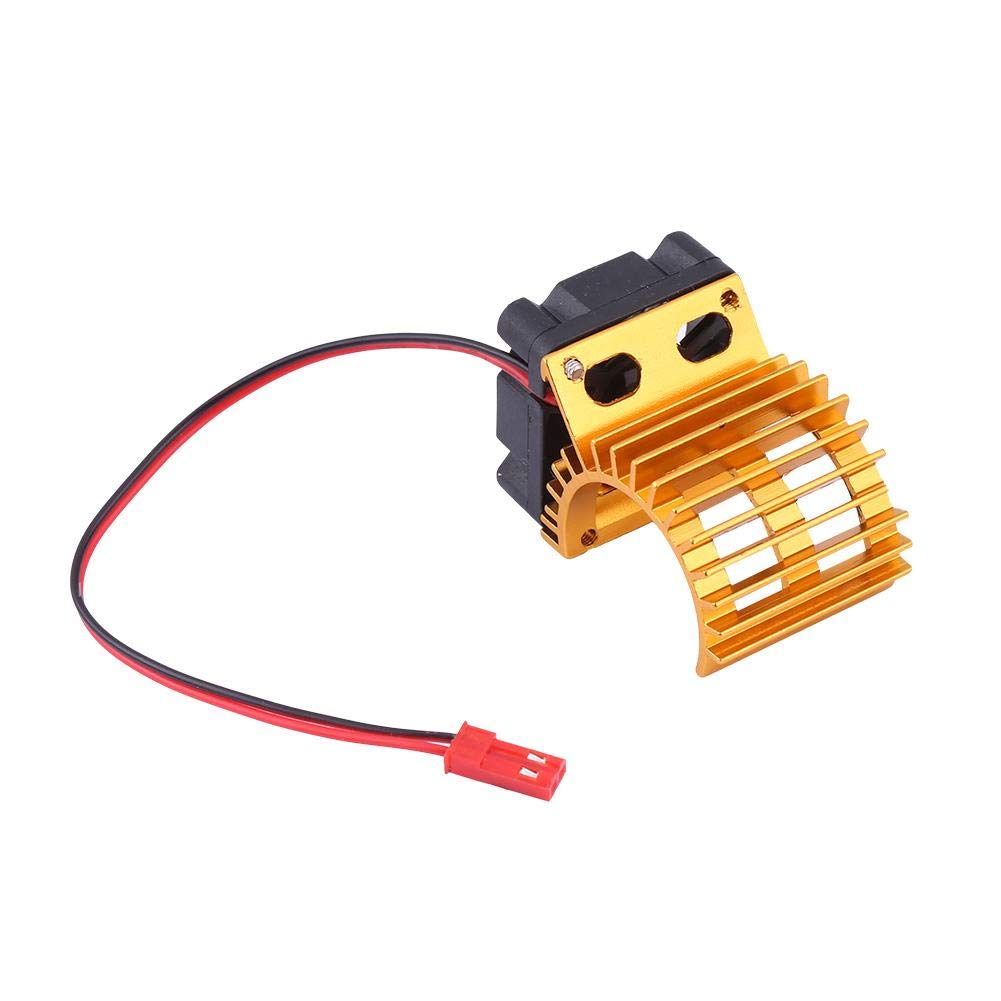 Tbest RC Heat Sink, Motor Electric Heatsink RC Motor Radiator with Cooling Fan for 1/10 Scale RC Car(Gold) Model Car Accessories