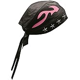 Sheep Leather Skull caps in Black Sweat Head Wraps Studded Skull Cap Bandana Style in Real Do Du Rag Leather Doo Rag Motorcycle Biker Cap Black/Pink Flame ICE Club Shop