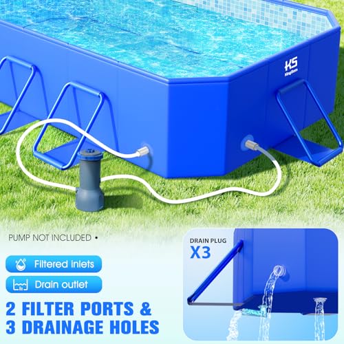 KingSom Piscine Tubulaire rectangulaire,Piscine hors Sol rectangulaire,Surdimensionné et Épaissi,Piscine Metal Frame Piscine Tubulaire,Facile à Ranger,Piscine Pliable,Piscine Adulte, 300 x 185 x 51 cm