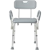 Dr. Dunley Bath Chair for Seniors, Shower Seat with Back, Suction Feet, Non-Slip Adjustable Height Shower Bench for Elderly, 
