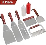ROMANTICIST 8Pc Professional BBQ Griddle Accessories Kit In Gift Box - Heavy Duty Stainless Steel Griddle Tool Set For Men Women - Great For Grill Griddle Flat Top Cooking Camping Tailgating