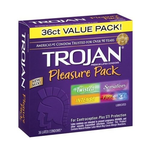 Trojan Condom Pleasure Pack Lubricated, 36 Count - 2 Packs image