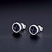 EVERU Flat Round Sterling Silver Black Stud Earrings for Men and Women