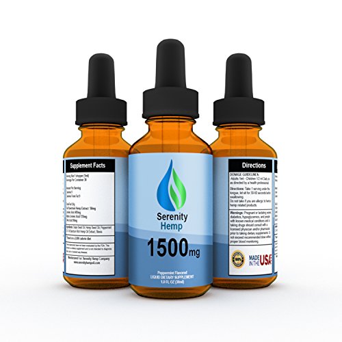 Serenity Full Spectrum Hemp 1500mg - 1 fl oz - Full Spectrum Extract Blended Perfectly in Organic Hemp Oil - (Pain Free Blend) - 100% MONEY BACK GUARANTEE - Pain & Anxiety Relief - Peppermint
