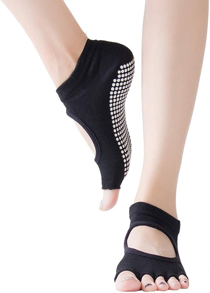 Unisex Pilates Socks Toeless Non Skid Yoga Socks for Ballet Pilates Barre Dance for Men Women
