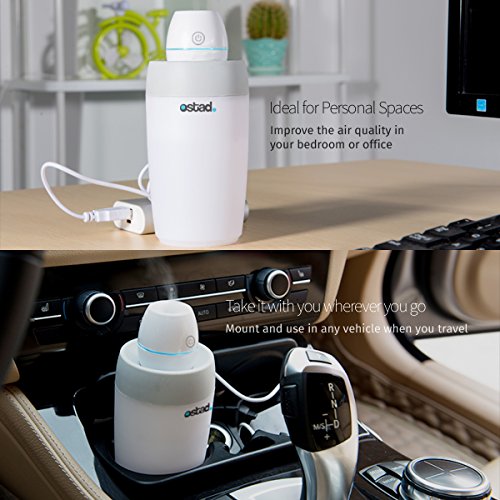 Portable Cool Mist Personal Humidifiers USB Powered Whisper Quiet Ultrasonic Water Bottle Humidifier Travel Air Humidifier Mini Vaporizer for Sinus Allergy Relief in your Office Home Hotel Car