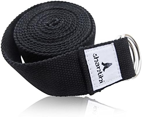 Shantihi Yoga Strap for Stretching – Super Soft Premium Adjustable Durable Poly Cotton Stretch Strap with D-Ring Buckle for Exercise, Pilates, Fitness, Therapy. 8Ft. FREE bonus eBook.