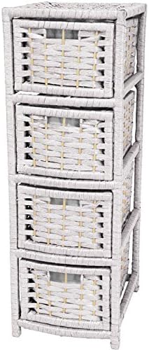 Oriental Furniture 32" Natural Fiber Occasional Chest of Drawers - White