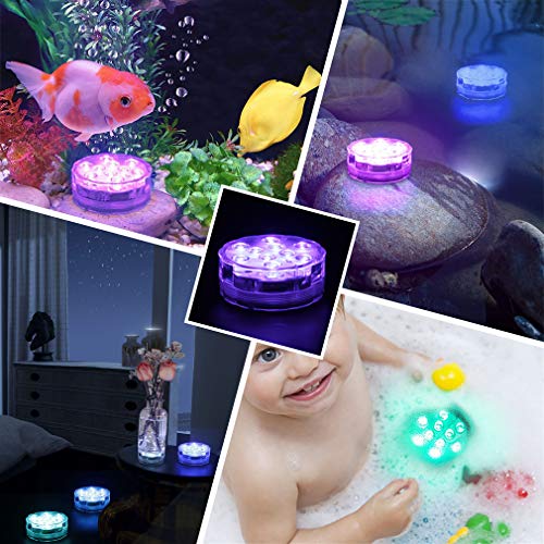 Submersible LED Lights with Remote Control,Underwater Light Waterproof RGB Changing Lights for Pond Pool Waterfall Fountain Aquarium Vase Spa Hot Tub Bathtub Christmas Decoration