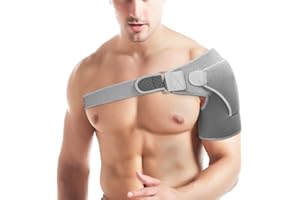 RUNZI Shoulder Support Brace with Pressure Pad for Men Women, Adjustable Shoulder Brace for Torn Rotator Cuff, Tendonitis, Dislocation, AC Joint, Bursitis, Labrum Tear, Pain, Fits Right or Left