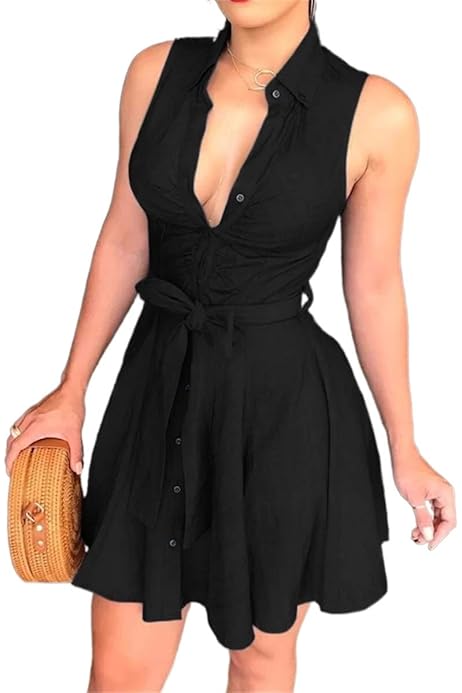 V neck tie waist dress Clearance