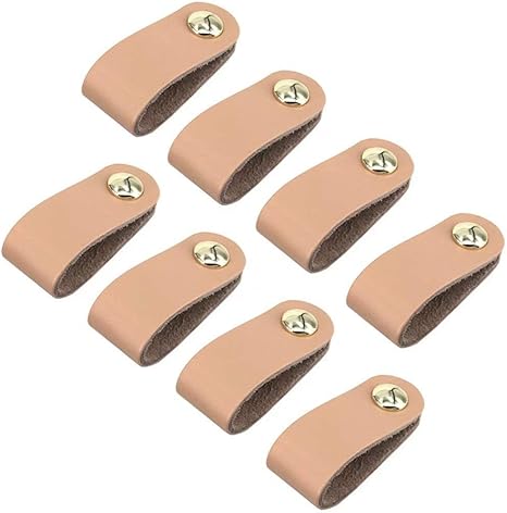 Firstdecor 8 Pcs Pu Leather Drawer Pulls Knobs Handles For