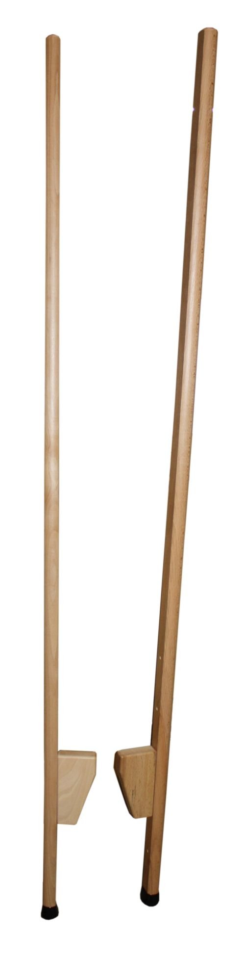 Holz-Wenzel 651 Wooden Stilts with Height-Adjustable Stands and Rubber Stoppers, Approx. 1.5 m Long and Maximum Load 60 kg