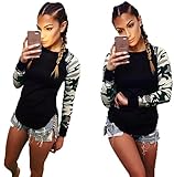 XILALU Women Camouflage Long Sleeve Shirt Casual Blouse Tops T Shirt
