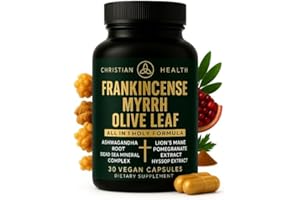 BIOREGEN CO Christian Health Frankincense Myrrh Olive Leaf Capsules – Ashwagandha, Lion’s Mane, Pomegranate, Hyssop & Dead Sea Minerals – Vegan, Non-GMO, GMP Certified Faith-Based Herbal Supplement – 30 Ct