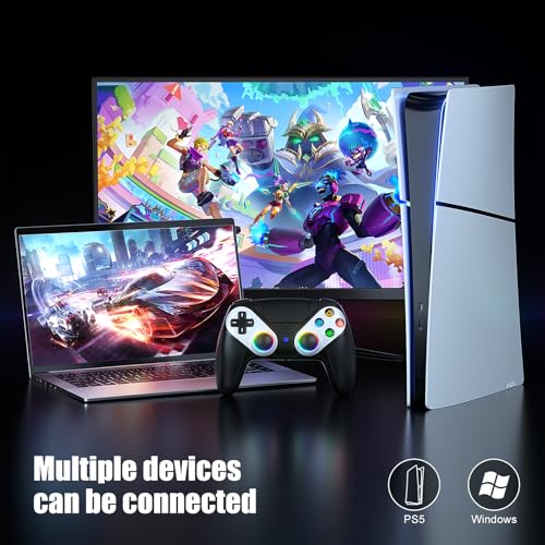 Bonacell RGB Wireless Controller für PS5 Pro/Slim/PC, Back Paddles 6-Achsen-Bewegungs/Dual Vibration/Turbo/Marco Touch Pad 3.5mm Audio Jack thumbnail 2