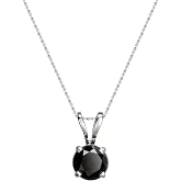 Dazzlingrock Round Black Diamond Classic Solitaire Pendant | Color Black, Clarity Opaque | 18 inch Chain Various Carat Variation | Women