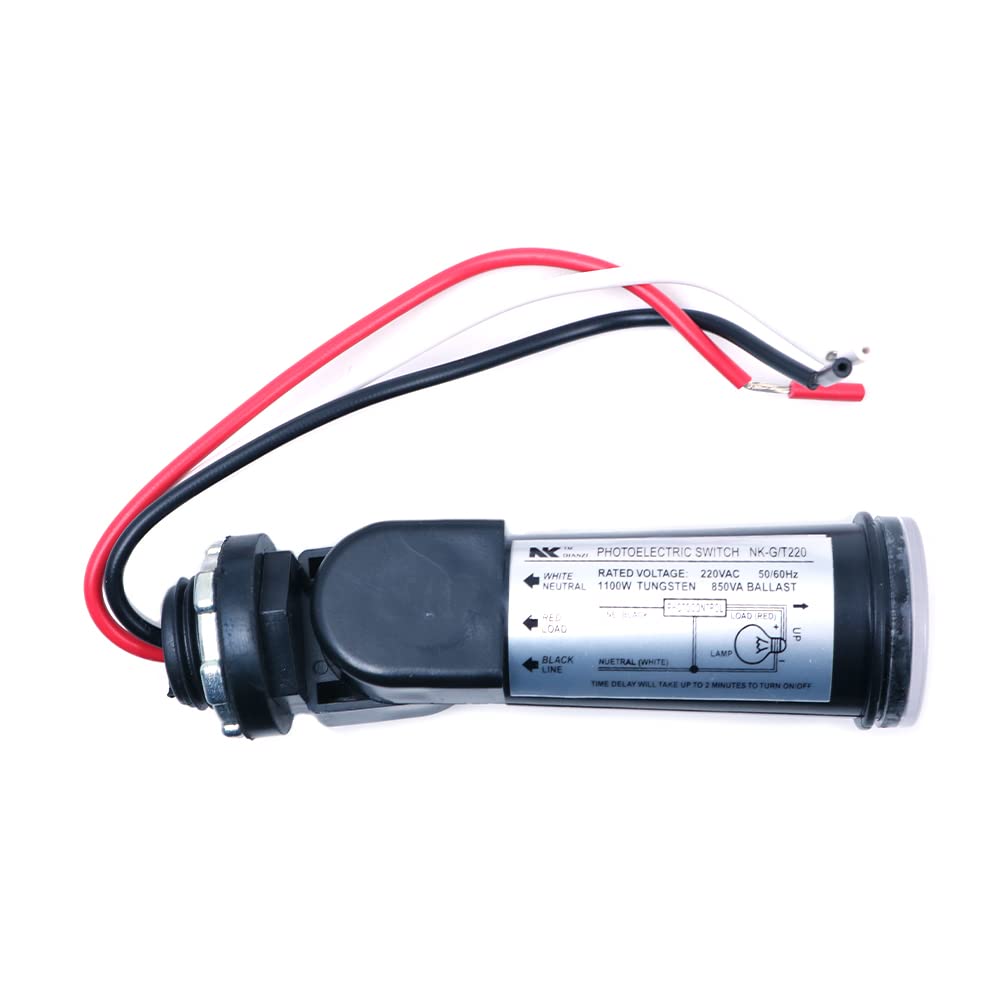 CENPEK Raintight Photoelectric Switch (Photocell) with Watertight clear cover and 3 cable connection for transformers and lighting applications Rated-NK-GT220VAC