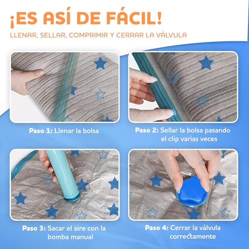 Empty Clothes Bags 12 Pieces, Clothes Storage Bag with Manual Pump, Space Saving, Clothes Storage Bags, Blankets, Quilts, Sheets and More