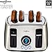 Hephaestus 4 Slice Bagel Toaster Extra Wide Slot and LED Display Adjustable Temperature Control with Removable Crumb Tray Brushed Stainless