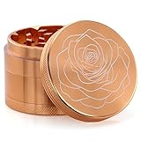 DCOU New Design Premium Aluminium Herb Grinder 2.2 Inches 4 Piece Metal Grinder with Pollen Catcher with Laser Flower Pattern