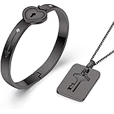 MYNENEY Love Heart Key Lock Bangle Bracelet Couple Matching Jewelry Set for Women Men